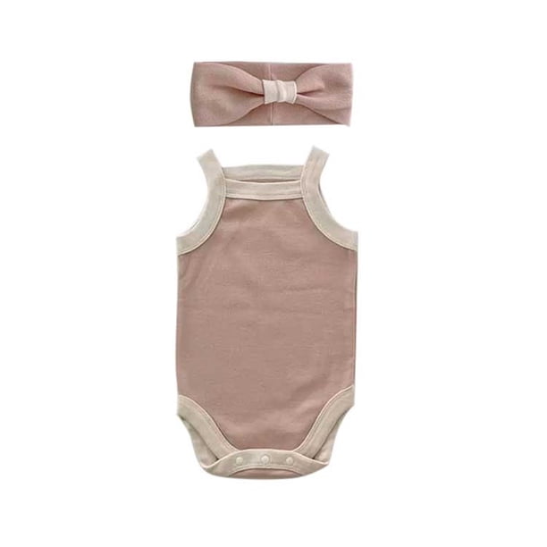 Gibobby Pañalero de algodón Bebé recién nacido infantil niñas niños algodón verano Color bloque sin mangas ropa(Rosa, 6-12 Meses)