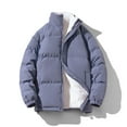 thumbnail image 4 of Tiqkatyck Puffer Jacket Womens Clearance, Women's Quilted Jacket Stand Collar Thickened Padded Jacket with Zip Long Sleeve Coat Casual Down Jacket, Womens Winter Tops, Winter Coats for Women Blue L, 4 of 9