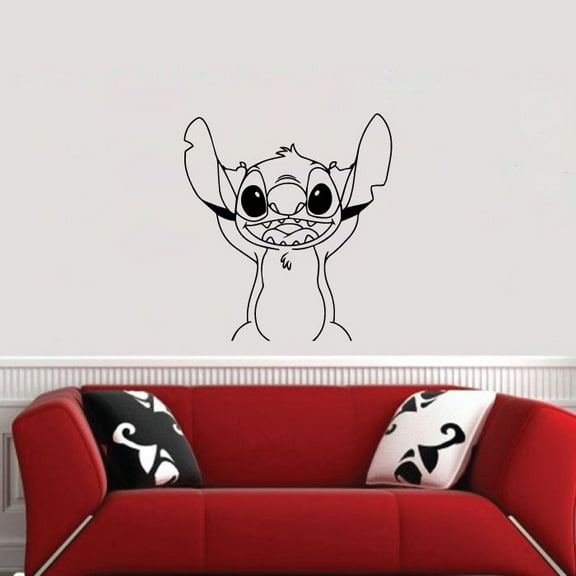 Stitch Big Ears Happy Lilo and Stitch Disney Cartoon Wall Sticker Art Decal for Boys Girls Room Bedroom Kindergarten Nursery House Fun Home Decors Stickers Wall Art Vinyl Decoration Size (10x8 inch)