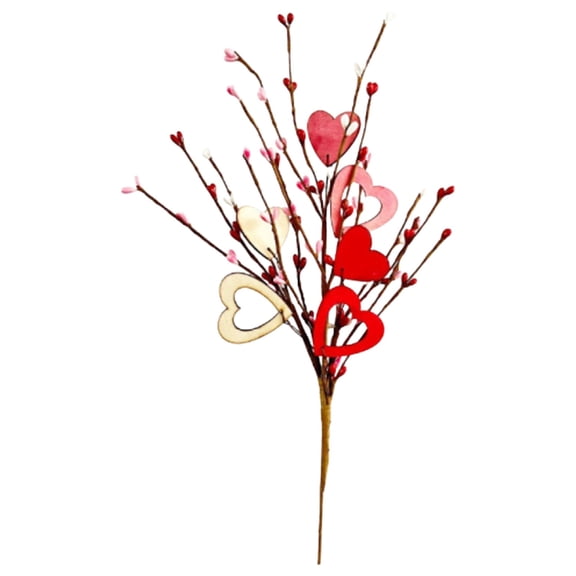 Vibrant Valentines Day Decorations,1 Pcs Valentines Wreath,Red and Pink Heart Berry Stems for Valentine's Day Decor,Valentine Floral Picks for Table Mantel Vase Pot Bouquet(#001)