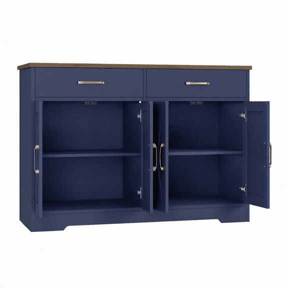47 Inch Kitchen Sideboard Buffet Cabinet with Storage Drawers, Blue