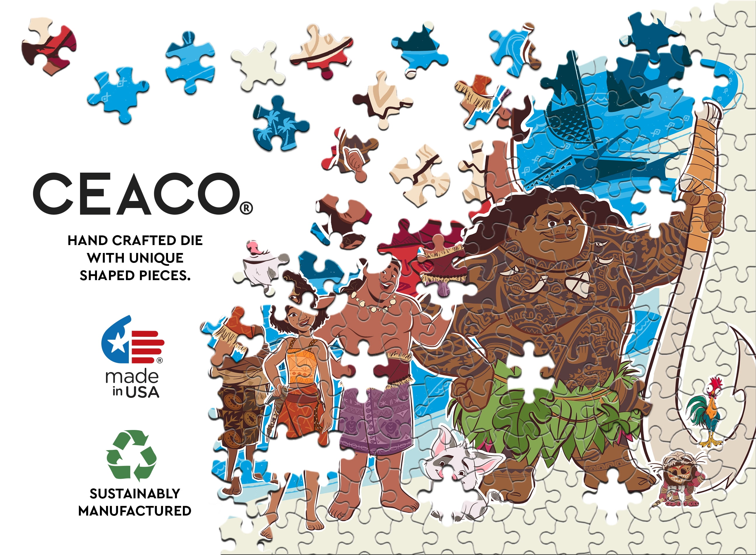 Ceaco Disney Moana 2 Ocean Illustration 300-Piece Interlocking Jigsaw Puzzle for Children Ages 14+