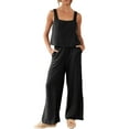 thumbnail image 1 of Lucakuins - Conjunto de pantalones de pierna ancha con banda elástica para mujer, 2 piezas, color sólido Lucakuins moda, 1 of 9