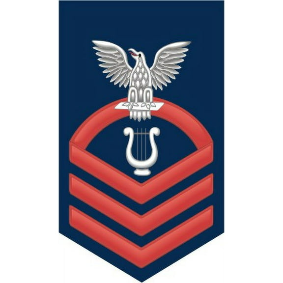 3.8 Inch Navy Chief Red E-7 Musician MU Decal Sticker