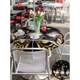 thumbnail image 6 of Outdoor Tablecloth with Umbrella Hole Zipper Graduation Gnomes Round Tablecloth 54" Waterproof Outside Table Cloth Stars Fireworks Botanical Black Patio Table Cover Tablecloths for Picnic Party, 6 of 8