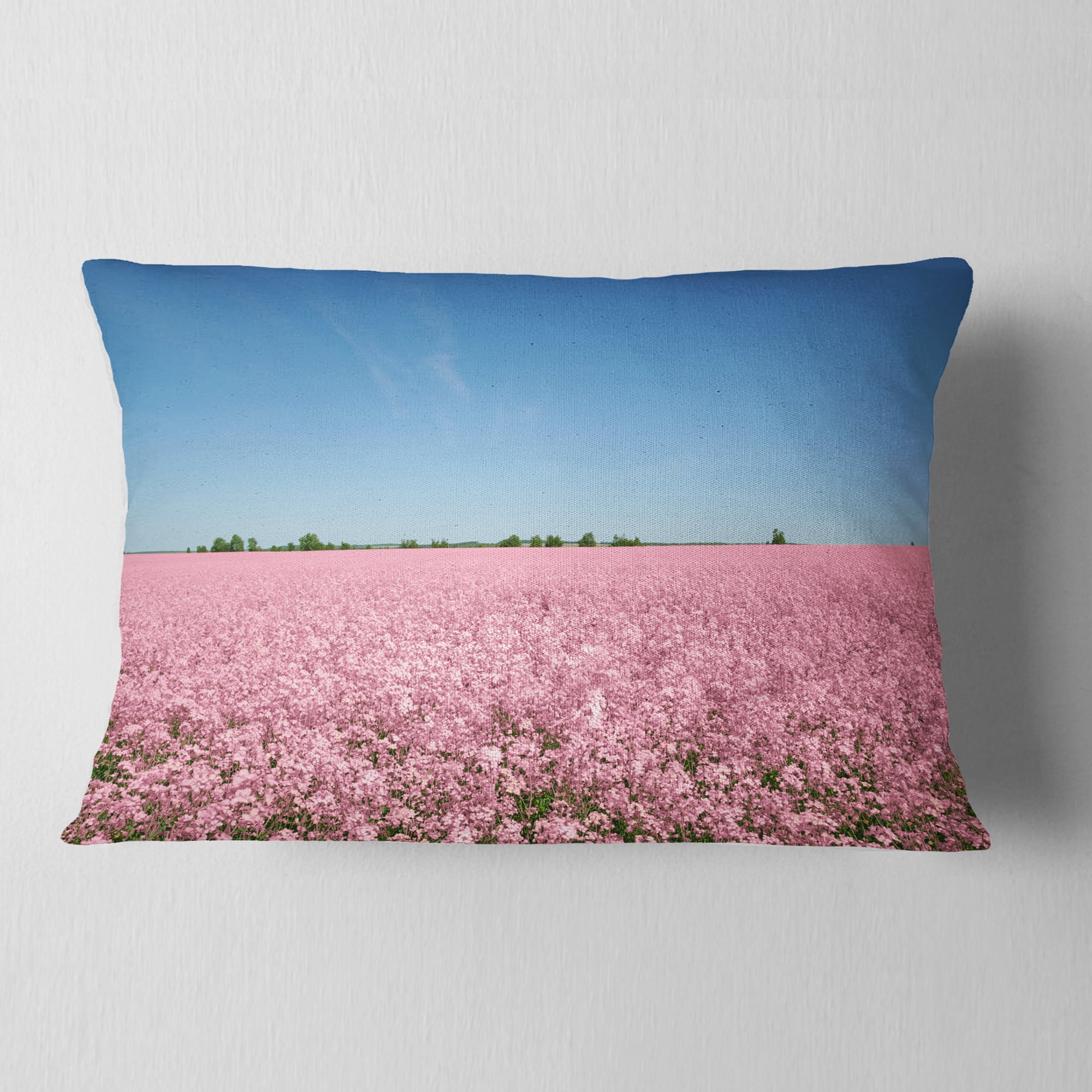 Designart Beautiful Meadow under Blue Sky - Floral Throw Pillow - 12x20