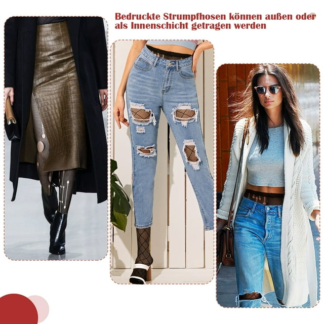 tredstone Premium Bas Collants Taille Haute à Motif pour Femmes pour un Style Élégant Faciles d'Entretien Bas Résille 4