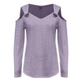 thumbnail image 4 of frariair ​Seasonal Stretch Knit Top Featuring Bodycon Silhouette Ideal For Cool Weather Layering And Effortless Chic Outfits​ Purple, 4 of 5