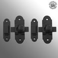 thumbnail image 2 of Renovators Supply Black Slide Bolt Door Latch 3.25" x 1.25" Antique Wrought Iron Small Metal Sliding Latches forWindows or Cabinet Doors Rust Resistant Locks w/Hardware Pack of 2, 2 of 6