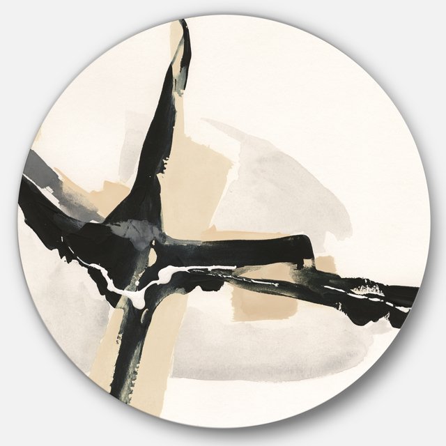 Designart 'Creamy Tan Form II' Art Mural Cercle en Métal - Disque de 36