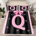 thumbnail image 2 of Manfei Personalized Letter Q Bed Sheets Twin,Monogrammed Theme Bedding Twin Size,Cartoon Bow Bowknot Sheet Set Twin,Ultra Soft Bedroom Decor,3pcs, 2 of 7