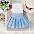 thumbnail image 6 of gljltg (1-4 Years) Girls' Fashion Solid Color Sleeveless Lace Neck Top with Denim Skirt Set, Belted Skirt Outfit, 6 of 8