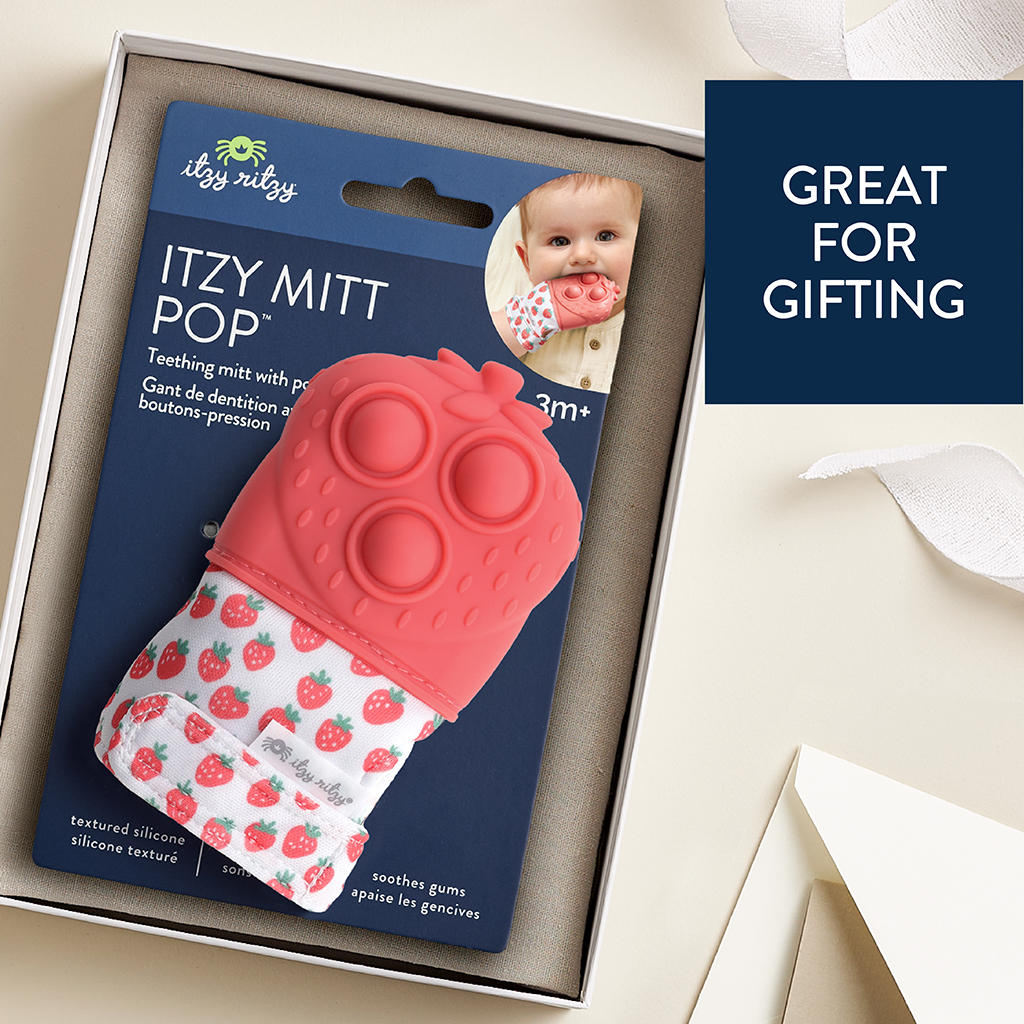 Itzy Mitt Pop™ Strawberry Teether