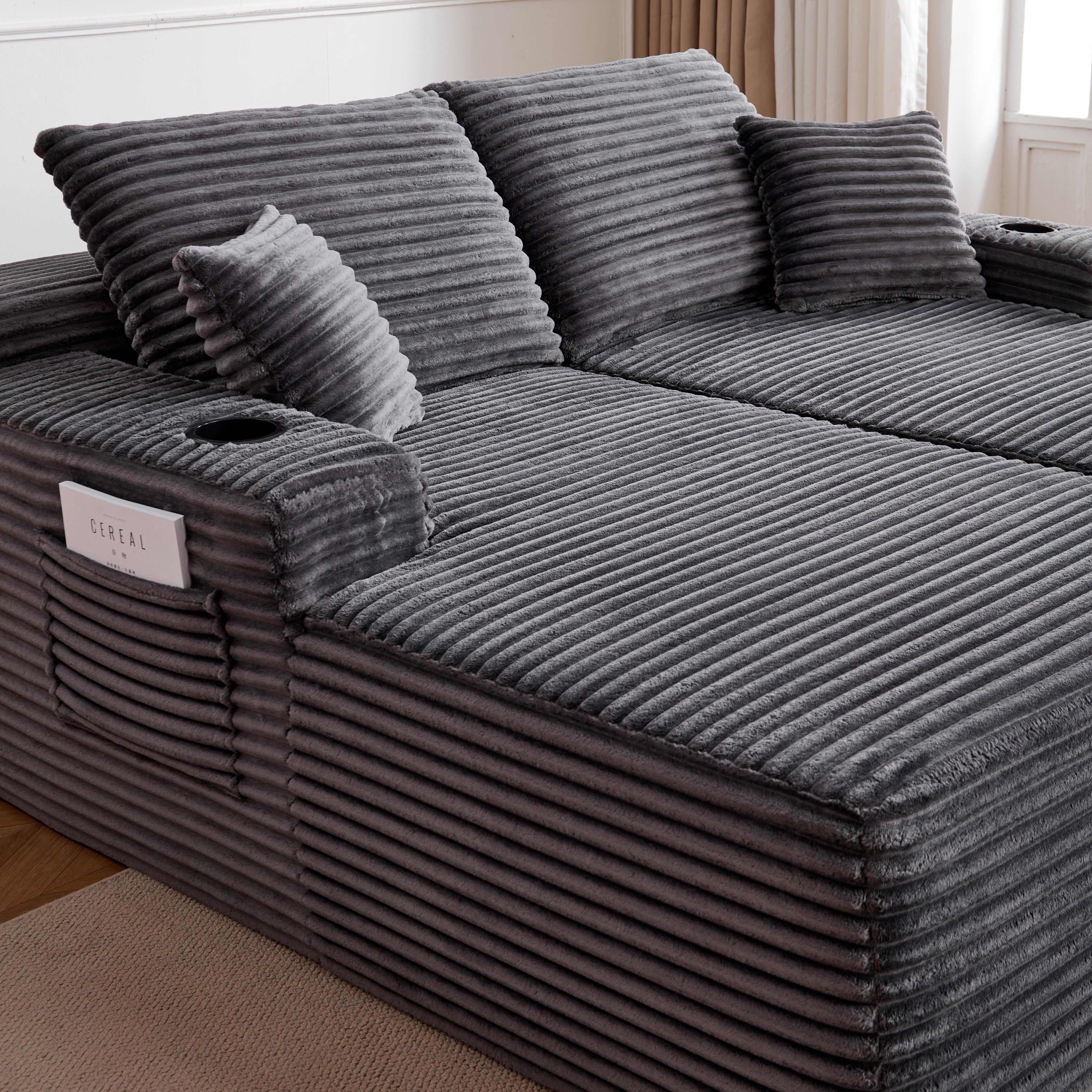 avobird 69" Cloud Loveseat, L-Shaped Modular Sofa with Deep-Seat Design, Comfortable 2 Seater Couch for Modern Living Room, Plush Fabric, Gray