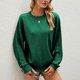 thumbnail image 2 of Suéter De Retazos Jersey De Manga Larga Cuello Redondo Color Puro Retazos Sueltos Jersey De Punto De Cable para Mujer Verde S, 2 of 6