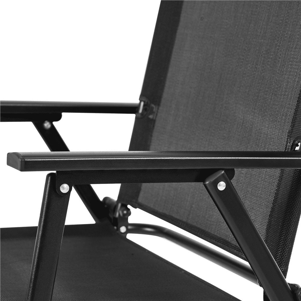 Renwick Set of 2 Patio Foldable Dining Chairs with Backrest, Black
