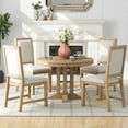 thumbnail image 6 of 5 Pieces 42-58" Extendable Round Dining Table Set with 16" Removable Leaf for 4, Dining Table with 4 Upholstered Dining Chairs, Farmhouse Wood Table Set for Dining Room, 6 of 11