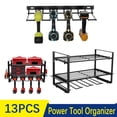 thumbnail image 2 of Power Tool Rack Electric Drill Holder Wall Mount Organizer Wrench Tool Workshop Screwdriver Power Storage Shelf Accessories Black B, 2 of 6