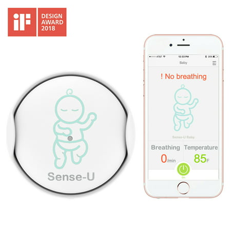 Sense-U Baby Breathing & Rollover Movement Monitor: Alerts You for No Breathing, Stomach Sleeping, Overheating and Getting Cold with Audible Alarm from Your