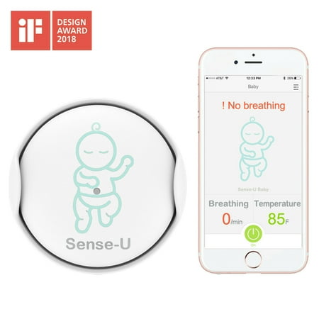 Stage Monitor System Sense-U Baby Breathing & Rollover Movement Monitor: Alerts You for No Breathing, Stomach Sleeping, Overheating and Getting Cold with Audible Alarm from Your Smartphone ()