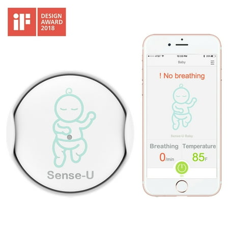 Sense-U Baby Breathing & Rollover Movement Monitor: Alerts You for No Breathing, Stomach Sleeping, Overheating and Getting Cold with Audible Alarm from Your (Best Smartphone Baby Monitor)