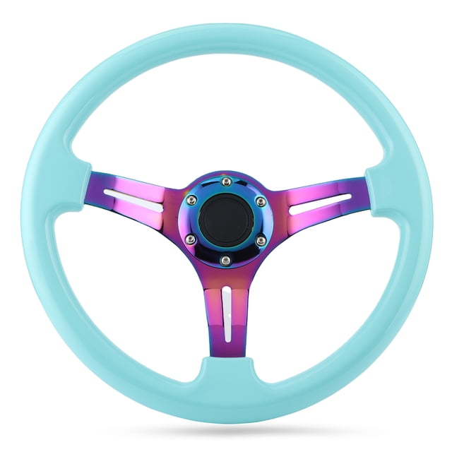14in Steering Wheel Steering Wheel Replacement Steering Wheel 6- Racing Steering Wheel Replacement 350mm Dia Universal Light Blue