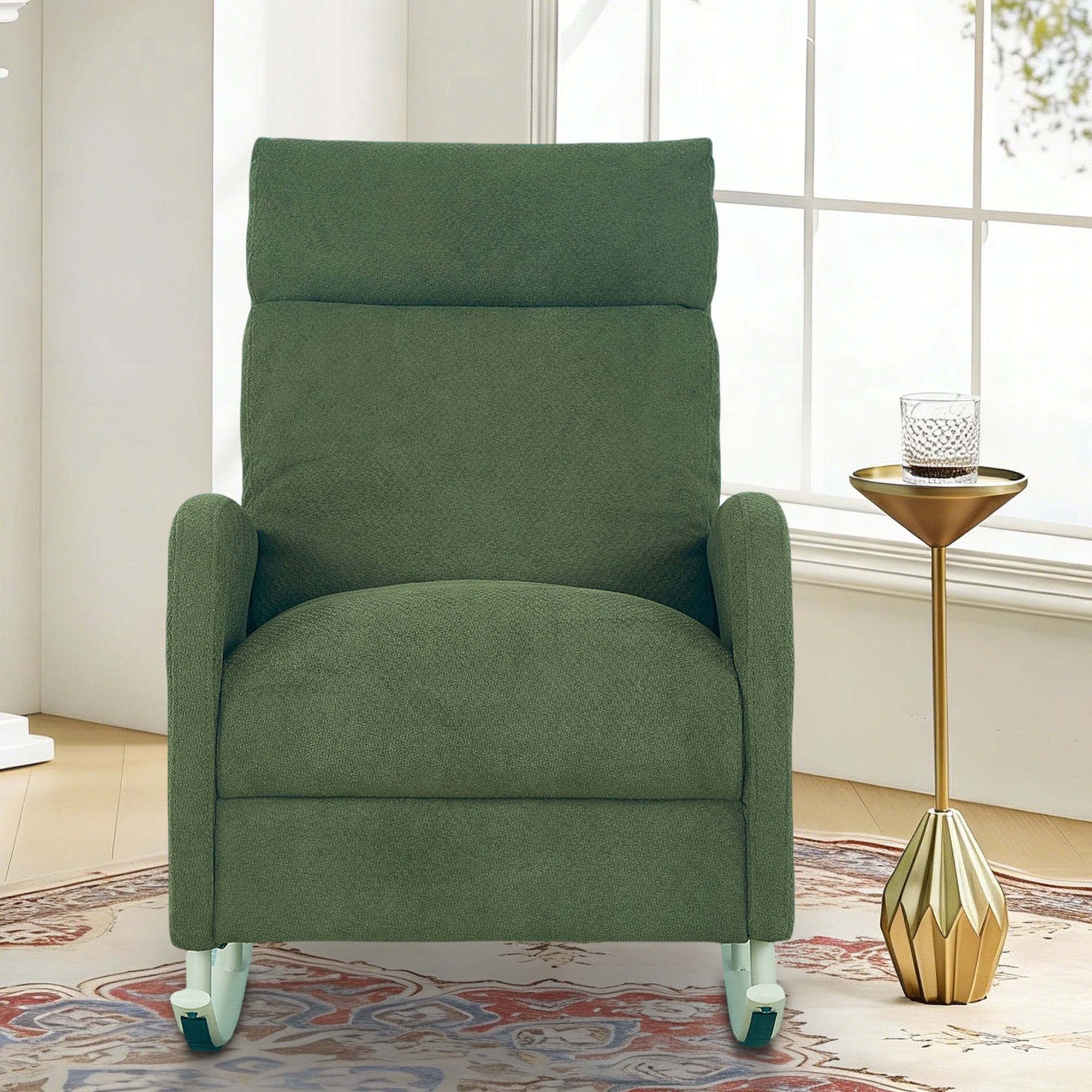 Parlor Dream Modern Chenille Rocking Chair for Living Room,Glider Chair for Nursery, with Side Storage Pocket & Metal Base, 300 lbs Capacity