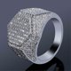 thumbnail image 4 of Anillos geométricos de moda para hombres, color cobre, oro, plata, helado, brillante, micro pavé, anillo de circonita cúbica, dijes de hip hop, joyería, 9, oro, 4 of 5