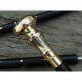 thumbnail image 4 of Rosewood Crafted Handmade Walking Stick Cane Knob Head | Brass Decorative Bars Inlay | Solid Wood Shaft, 4 of 5