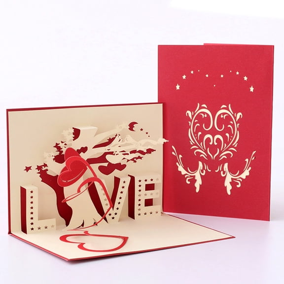 IDEANATEGRATE Red 3D Love Tree Valentine's Day Greeting Card Romantic DIY Blessings
