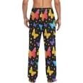thumbnail image 6 of Men's Pajama Pants with Pockets Sleepwear Lounge Pants Stretch Casual Rainbow Butterflies Black, 6 of 6