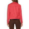 thumbnail image 3 of Unique Bargains Women's Faux Suede Long Sleeve Flap Pockets Moto Jacket M Red, 3 of 6