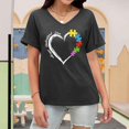 thumbnail image 2 of VJATTWR T-Shirts à Manches Courtes pour Femmes T-Shirt de Sensibilisation pour Femmes Casse-Tête T-Shirt Imprimé à Manches Courtes P, 2 of 5