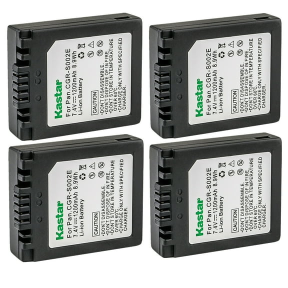 Kastar 4-Pack CGA-S002 Battery Replacement for Panasonic Lumix DMC-FZ2A-S, Lumix DMC-FZ2E, Lumix DMC-FZ2PP, Lumix DMC-FZ3, Lumix DMC-FZ3B, Lumix DMC-FZ3EG-S, Lumix DMC-FZ3GN, Lumix DMC-FZ3PP Camera
