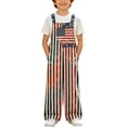 thumbnail image 6 of Girls Rompers Sunny Patriotic Flag Print Sleeveless Square Neck Unisex Trendy Pocket Jumpsuit Kids Street Travel Outfit, 6 of 7