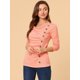 thumbnail image 2 of Top acanalado con botones y mangas largas con cuello vuelto para mujer Naranja claro L, 2 of 6
