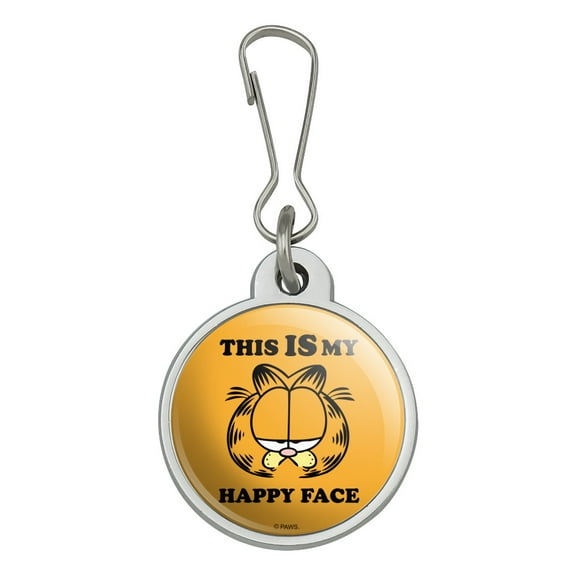 Garfield This IS My Happy Face Jacket Handbag Purse Luggage Backpack Zipper Pull Charm