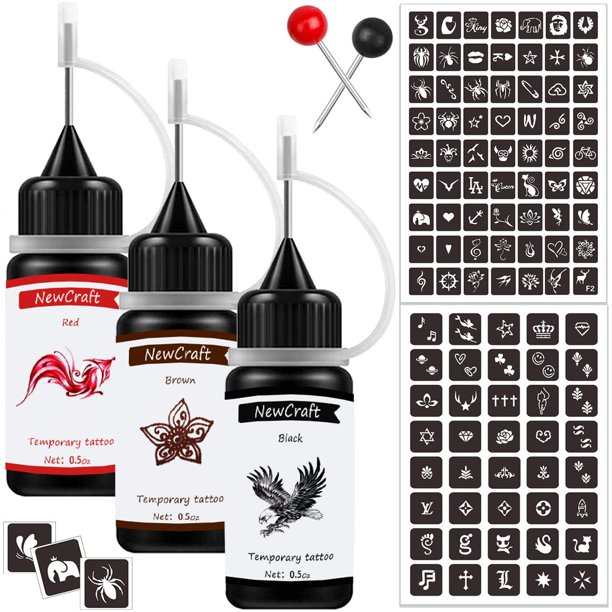 Kit de pintura artística temporal, tinta semipermanente para tatuajes