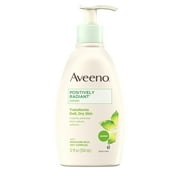 Aveeno Positively Radiant Daily Moisturizing Body Lotion with Moisture-Rich Soy Complex, Skin Brightening & Nourishing Hypoallergenic Lotion for Everyday Dry Skin Care, 12 fl. oz