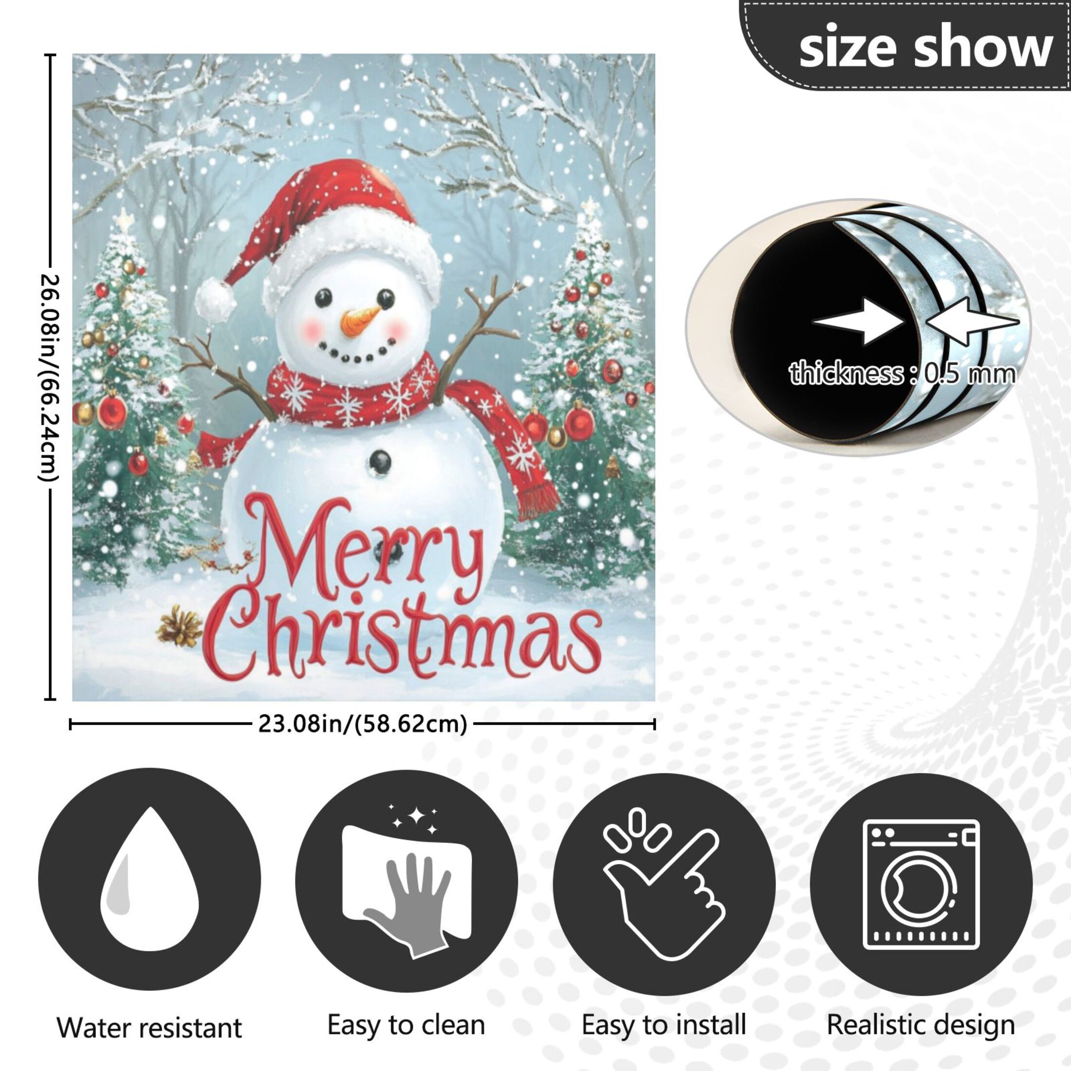 Dishwasher Magnetic Sticker 23x26 Inch Refrigerator Magnetic Sticker Washing Machine Magnetic Sticker Kitchen Panel Magnetic Sticker Home Decor Merry Christmas Snowman Picture