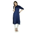 thumbnail image 4 of Bimba Women Summer Rayon Kurta Kurti 3/4 Sleeve Formal Casual Tunic, 4 of 7