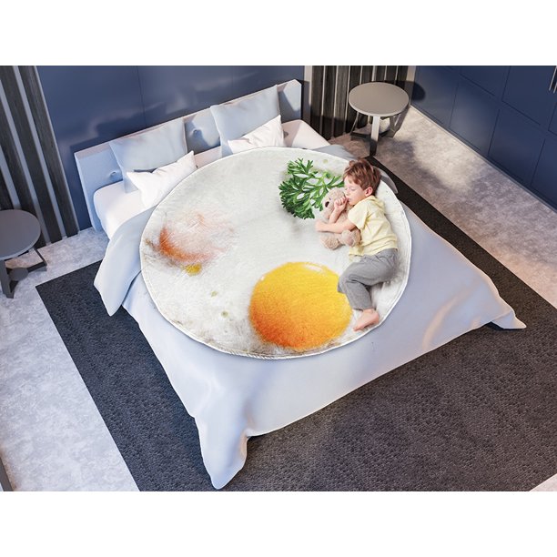 Peach Leaf Fried Egg Blanket, Giant Circular SunnySideUp Blanket