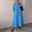 Blue, variant on Abomasnow Women's Plus Size Cotton Linen Dresses Summer Puff 3/4 Sleeve Deep V Neck Flowy Maxi Dress with Pockets