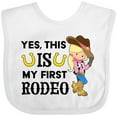 thumbnail image 3 of Inktastic Yes, This is My First Rodeo- Cowgirl in Hat and Boots Girls Baby Bib, 3 of 4