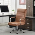 thumbnail image 6 of Modern Office Desk Chair, Conference Room Chairs, High Back Ergonomic Home ofiice Chair, Adjustable Height Swivel Executive Computer Chair with Padded Seat and Armrest (Brown), 6 of 9
