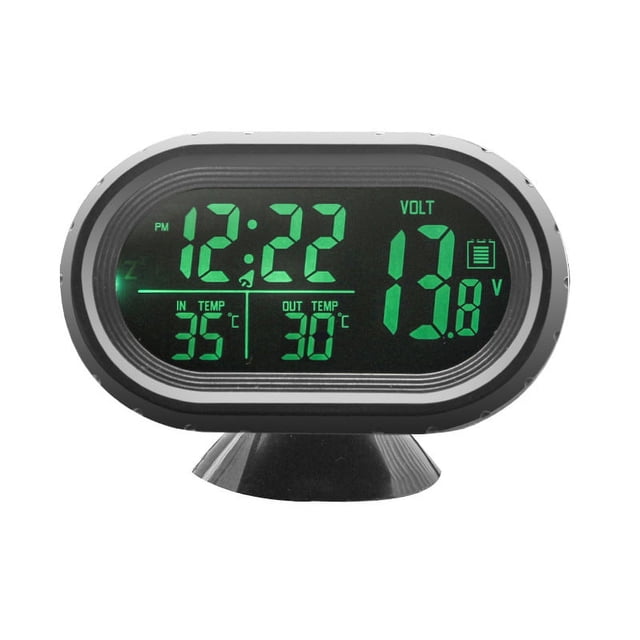 Termómetro digital para automóvil, voltímetro, medidor de voltaje, reloj noctiluco, alerta de heladas (azul) Sincero Electrónica