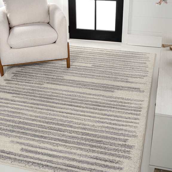 JONATHAN Y MOROCCAN HYPE 8 x 10 Area Rug, Khalil Berber Stripe - Cream/Gray, MOH207C-8