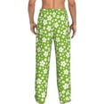 thumbnail image 3 of Uemuo Green White Flowers Pattern Men's Wide Leg Palazzo Lounge Pants with Pockets Light Weight Loose Comfy Casual Pajama Pants-Small, 3 of 9