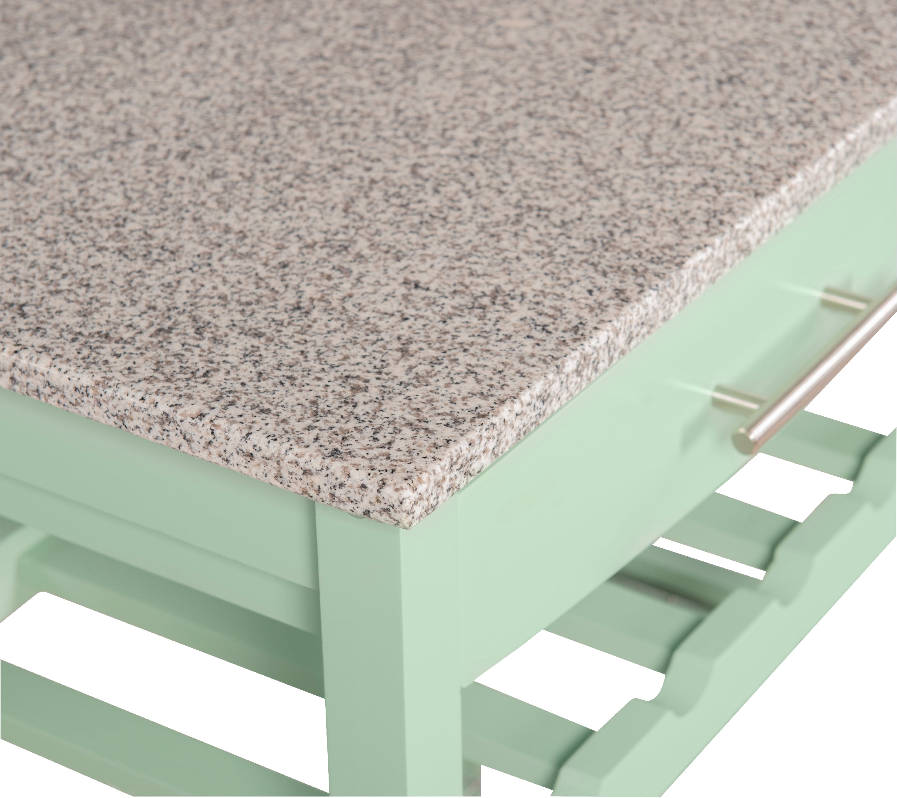 Linon Neyrey Mobile Kitchen Island with Speckled Granite Top, Green