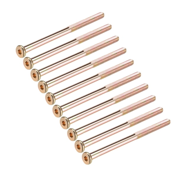 Tornillos de muebles M8x120mm con socket hexagonal, fijaciones galvanizadas, tornillos de media rosca de acero al carbono, 10 Pcs